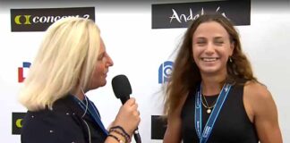 Ιδιαίτερα συγκινημένη η Ευαγγελία Αναστασιάδου, σύντροφος του Ντούσκου, με το χρυσό