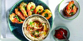 Γαρίδες με τζίντζερ και χούμους