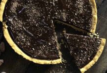 Πανεύκολη και νηστίσιμη τάρτα σοκολάτας χωρίς ζάχαρη και χωρίς ψήσιμο