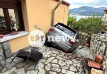 Καστοριά – Αυτοκίνητο “προσγειώθηκε” σε αυλή σπιτιού