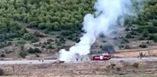 Αυτοκίνητο τυλίχθηκε στις φλόγες κοντά στα διόδια της Σιάτιστας